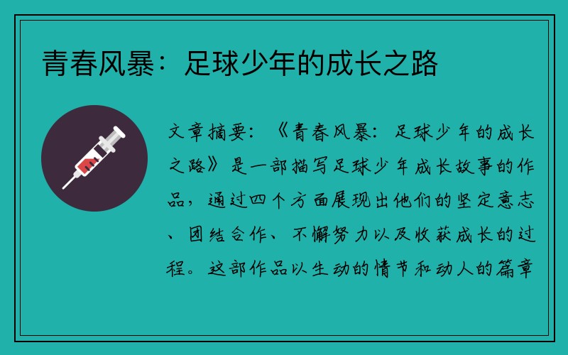 青春风暴：足球少年的成长之路